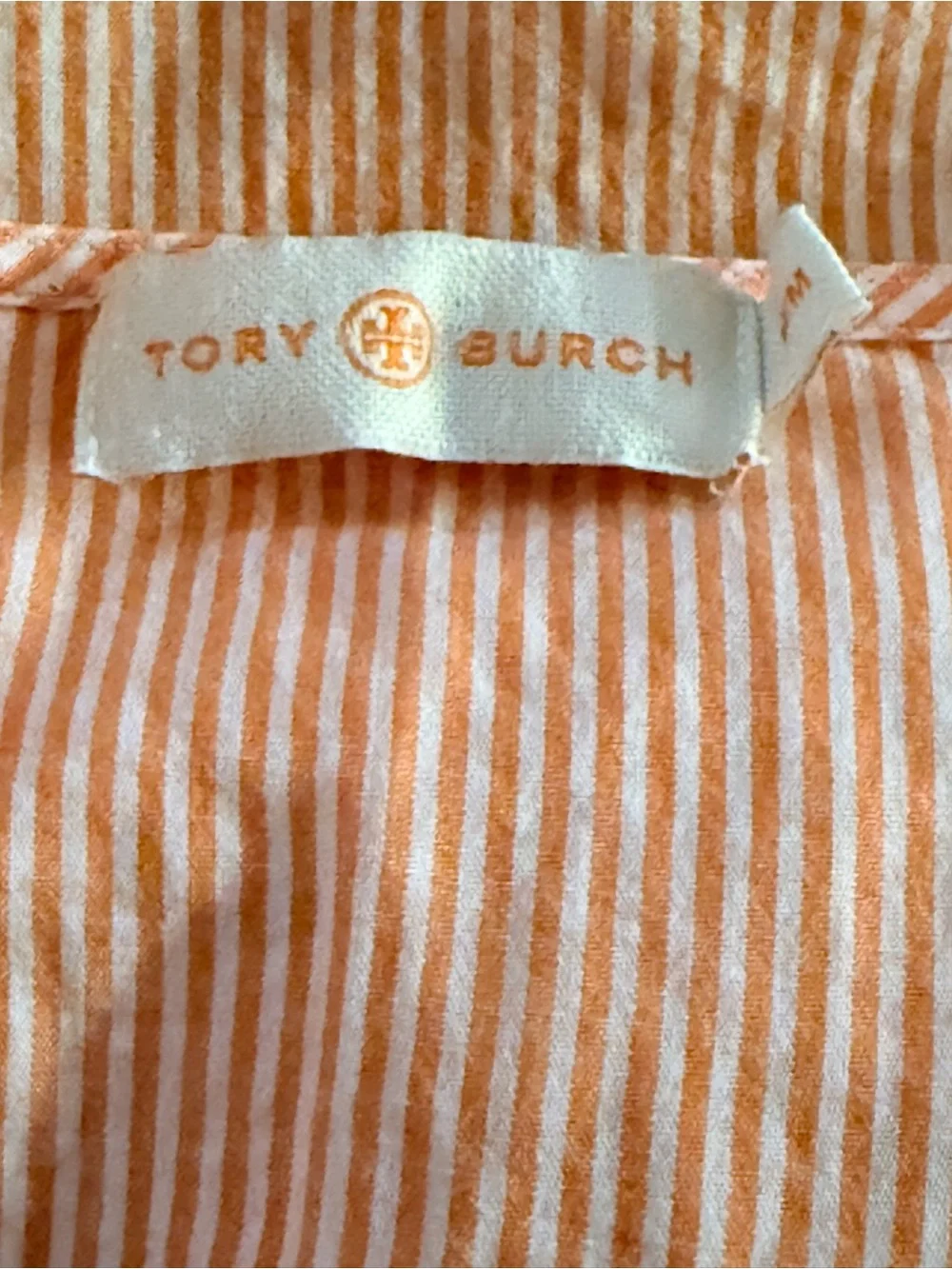 Tory Burch Peach Striped Pom-Pom Caftan Cover-Up